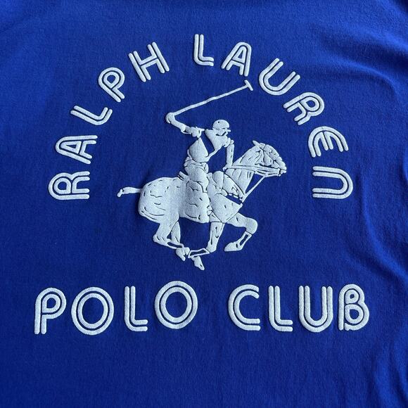 Ralph Lauren Polo Club Graphic TShirt Mens Extra Large XL Cotton Blue Logo Pony - Picture 3 of 8